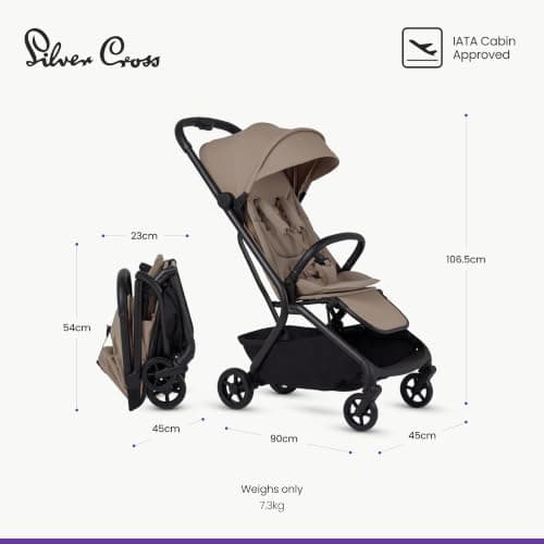 Silver Cross Nia Compact Travel Stroller, Birth to 22kg, Champagne — view 6