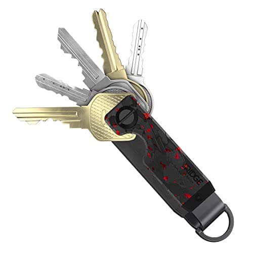 The Ridge Key Organizer-Compact Key Holder with Premium Plates Aluminum Navy - Minimalist Innovative Keyholder - Smart Key Organizer Keychain Secures 2-6 Keys (Forged Ember)