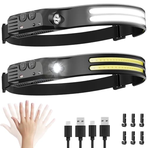 Dopalloy Head Torch Rechargeable 2Pack,Super Bright Dual LED Strip Headlamp