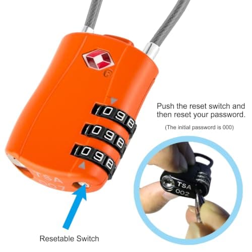 Diyife TSA Approved Luggage Locks with Flexible Steel Cable, Easy to Set up — view 3