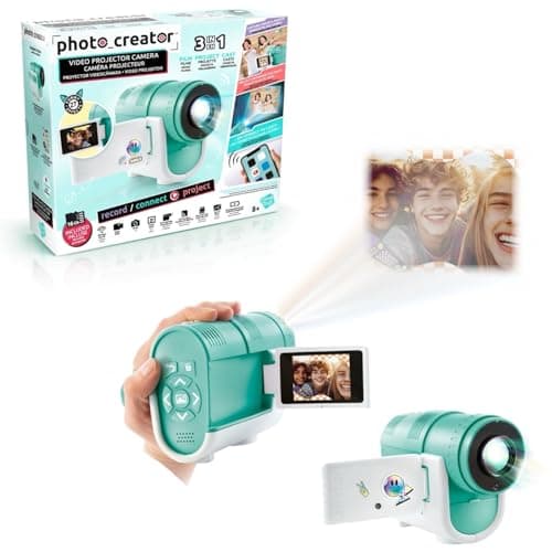 Photo Creator Camera Projector | Kids HD Video & 48MP Photo Camera with WiFi Casting from Smartphone, 2.4" Screen & Projector up to 90" | Fun Gift for Kids & Families | 4GB SD Card & Stickers — view 2