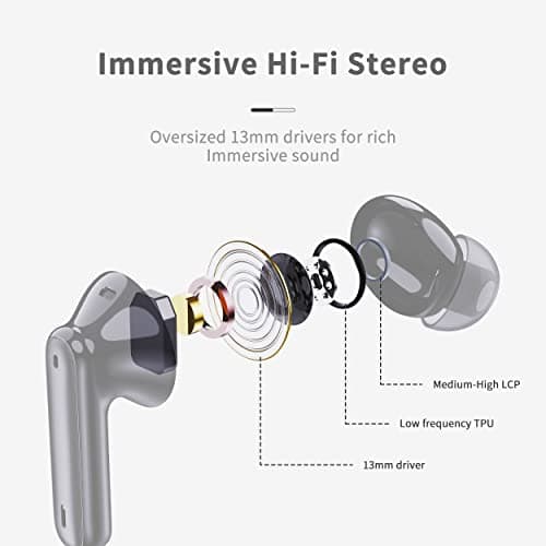 Wireless Earbuds, 2026 Bluetooth 5.4 Headphones in Ear 6D Deep Bass Stereo, 40H Earphones with 4 ENC Noise Cancelling Mic, IP7 Waterproof LED USB-C, AI-Enhanced Calls Bluetooth Earbuds for Android iOS — view 3