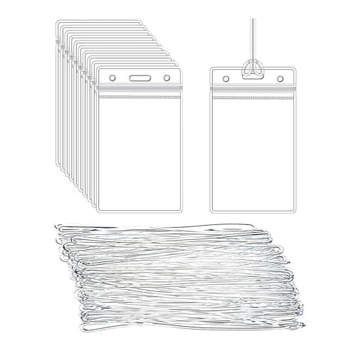 12 Pack Cruise Luggage Tag Holder with Lanyard, Clear Suitcase Tags Luggage Labels Covers, Waterproof Zip Sealing, Durable Travel Tags