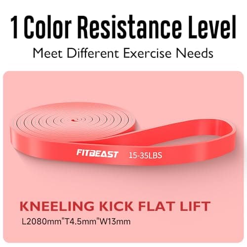FitBeast Pull Up Band, 15-35LBS Resistance Band Pull Up for Calisthenics, Bodyweight Training, Powerlifting, Yoga, Stretch Mobility, Pull Up Assistance Band, Red — view 2