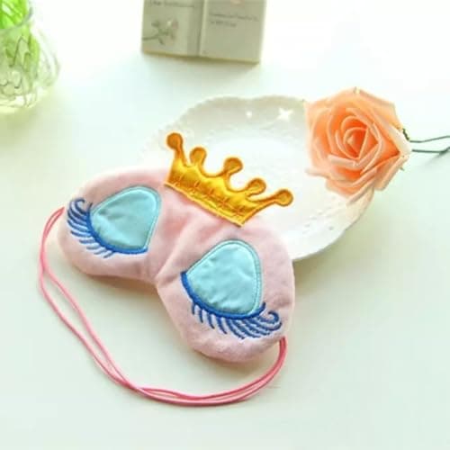 CALLARON Sleeping Eye Mask with Coral Fleece Material, Elastic Strap Pink Cartoon Comfortable Eye Shade to Relax in Total Darkness for Women and Adults for Travel and Afternoon Naps — view 2