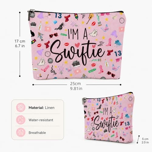 Canvas Travel Cosmetic Bag Pink Makeup Organizer Bag Music Lover Merch Gifts for Singer Fans Portable Make Up Storage Pouch Presents — view 2