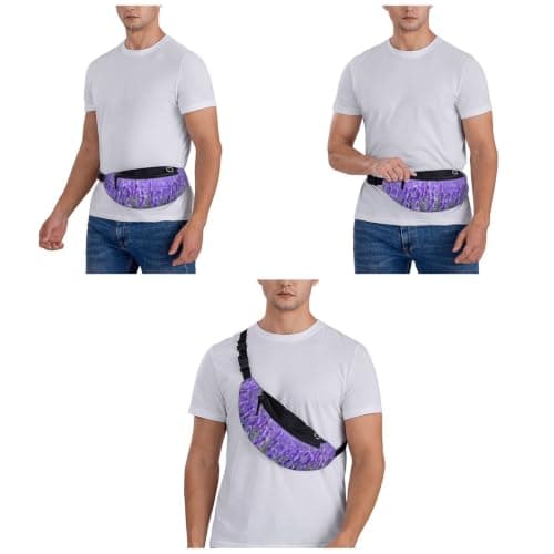 Purple Lavender Bum Bag Waist Fanny Pack,Adjustable Waist Bag for Women Men — view 5