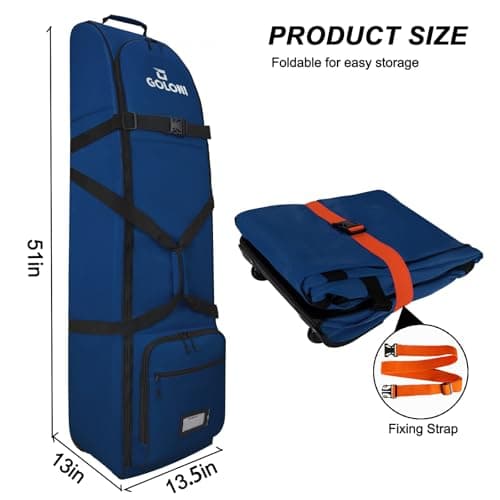 Heavy Duty Oxford Wear-Resistant Soft-Sided Golf Club Flight Bag with Wheels,Blue — view 2