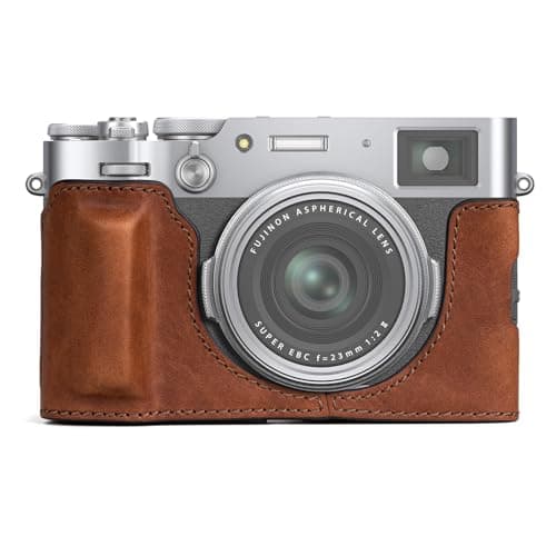 MUZIRI KINOKOO Fuji X100VI Case, Genuine Leather Protective Half Case Compatible for Fujifilm X100VI Camera - with Opening Bottom and Hand Grip Design - Brown