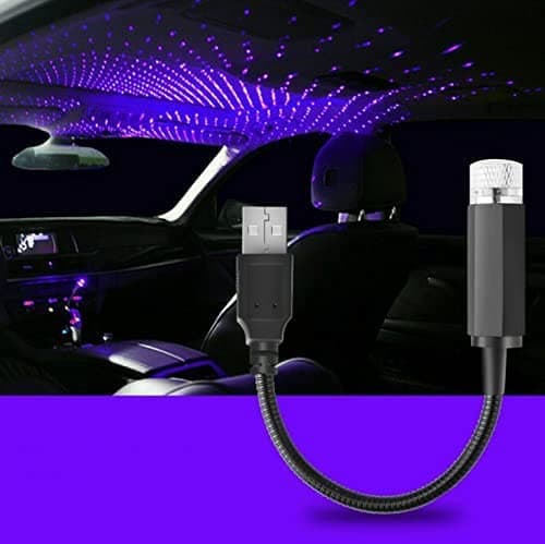 Car Interior Roof LED Star Light USB Atmosphere Starry Sky Night Projector Lamp for Car, Ceiling, Bedroom (Purple Blue)