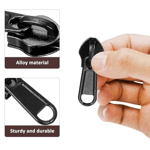 18 Pcs Metal Zipper Sliders Replacement Black Fasteners — view 3