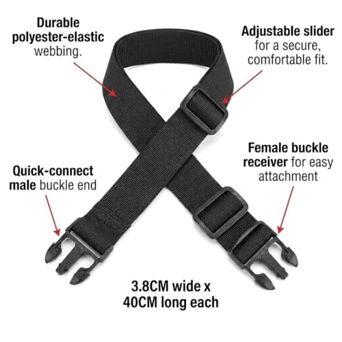 Erovite 2-Pack Adjustable Bag Strap Extender, 3.8CM x 40CM Webbing Straps for Bags with Buckles, Waist Belt Extender for Most Waist Packs and Belts — view 5