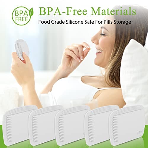 Small Pill Case Reusable Pocket Pill Case Portable Open Pill Pouch Silicone Small Pill Box for Organizing Medication, Pills, Vitamins, and Tablets for Travel (White) — view 2