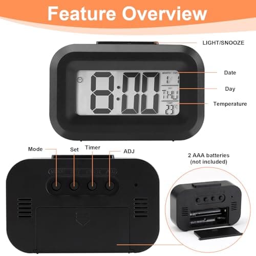 Digital Alarm Clock for Bedroom LED Display Clocks Small Travel Alarm Clock — view 3