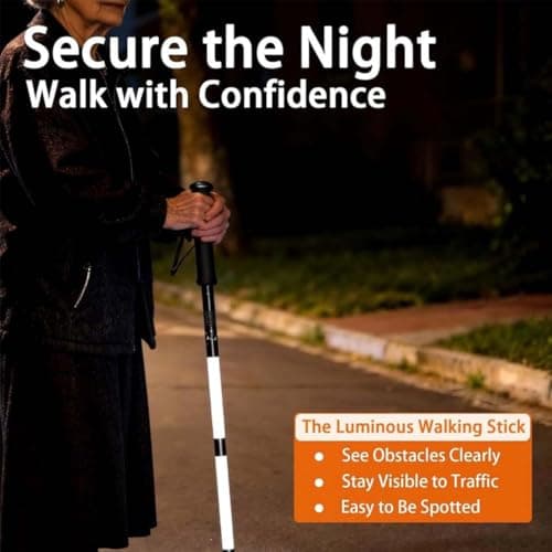 Tactical Hiking Pole with Built-in Light, USB-C Rechargeable LED Trekking Poles, Foldable Aluminum Walking Stick, IPX6 Waterproof Survival Gear for Camping and Backpacking (160cm) — view 3