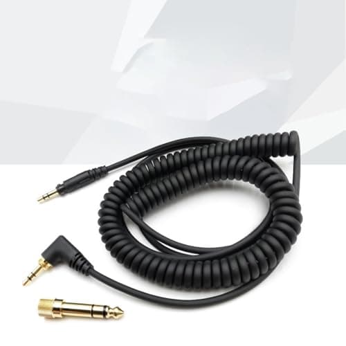 Headphone Replacement Cable Gold Plated 3.5mm 6.35mm Plugs for EAH-DJ1200 Studio and Live Black Spring Coiled Cable — view 2