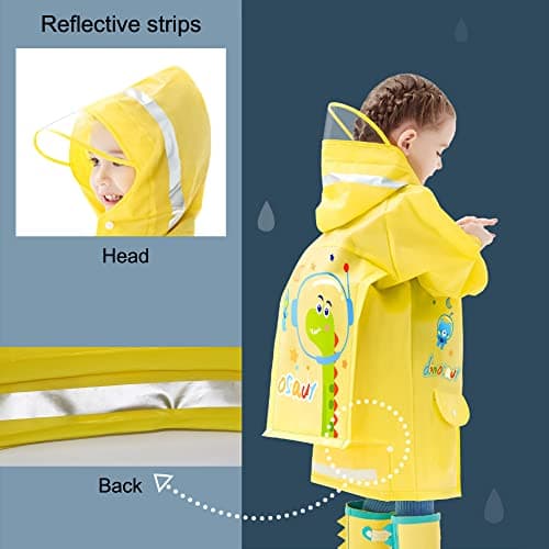 Fewlby Kids Rain Coat - Waterproof Toddler Poncho Jacket, 1-2 Years S Size — view 2