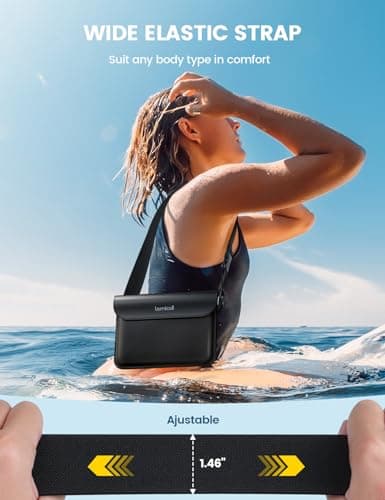 Lamicall IPX8 Waterproof Pouch Bag - [2 Pack] Waterproof Waist Dry Bag with Adjustable Strap, [Quick Opening] for Beach, Swimming, Boating, Fishing, Camping, Kayaking, Hiking, Fit up to 8.7” - Black — view 3