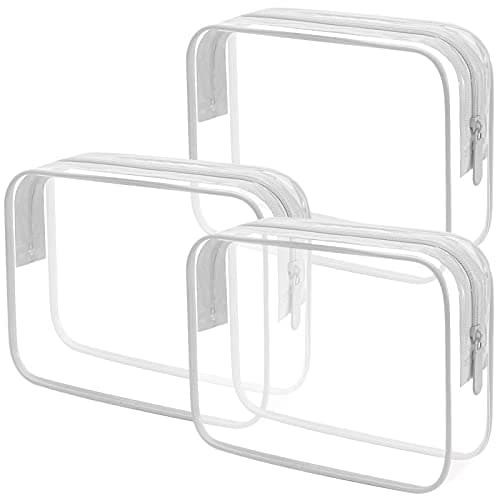 2pcs/Pack Lermende Clear Toiletry Bag TSA Approved Travel Carry On Airport Airline Compliant Bag Quart Sized 3-1-1 Kit Luggage Pouch (No Silkscreen 2Grey)