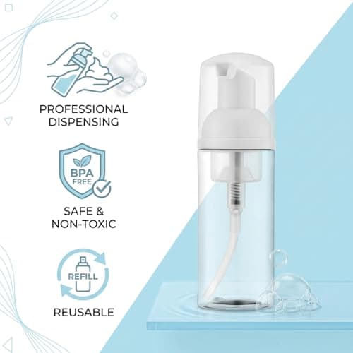 4 PCS Foam Pump Bottle Dispenser – 50ml Travel Size Refillable Foaming Soap Dispenser for Hand Soap, Facial Cleanser, Shower Gel, Shampoo & Skin Care (Transparent) — view 4