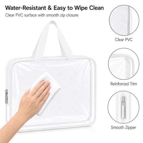 iMaMa Clear Toiletry Bags, 3 Pack Travel Wash and Makeup Bag Set-White — view 2