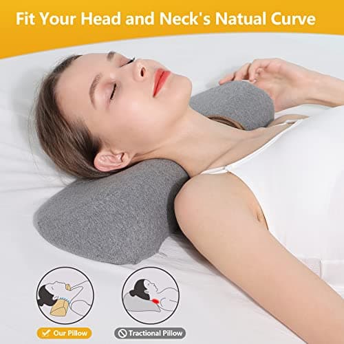 Cozyhealth Cervical Neck Pillows for Pain Relief Sleeping, High-Density Memory Foam Neck Bolster Pillow for Stiff Pain Relief, Neck Support Pillow Neck Roll Pillow for Bed Pillow (Dark Gray) — view 3