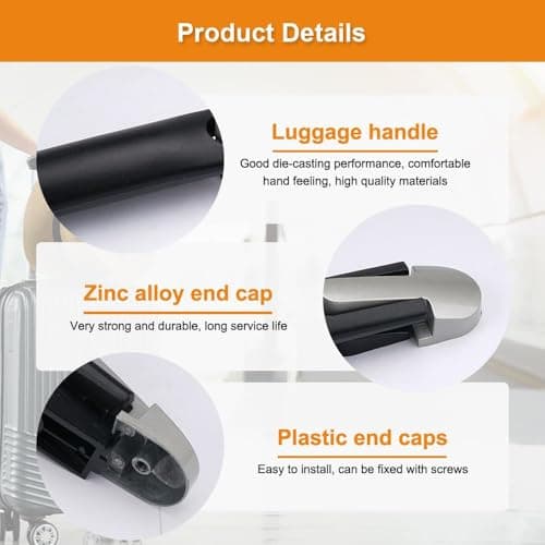 2Pcs 24cm Luggage Handle Replacement, Black Carrying Grip Suitcase Repair — view 3