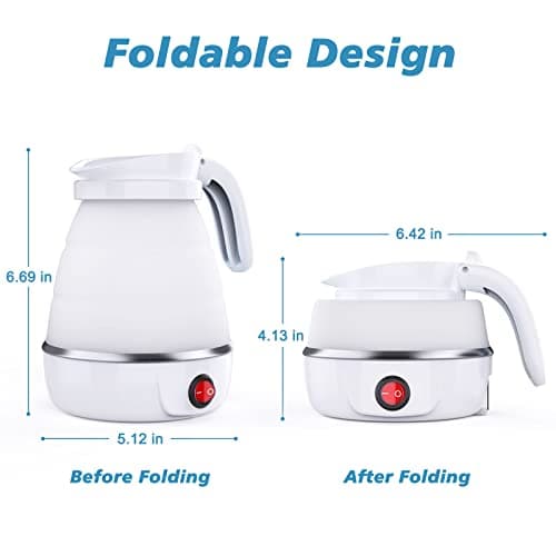 YudouTech Foldable Electric Kettle, Camping Kettle, Mini Travel Silicone Electric Water Boiler, Tea Coffee Maker, Portable Coffee Kettle with Separable Power Cord for Outdoor Hiking Camping — view 2