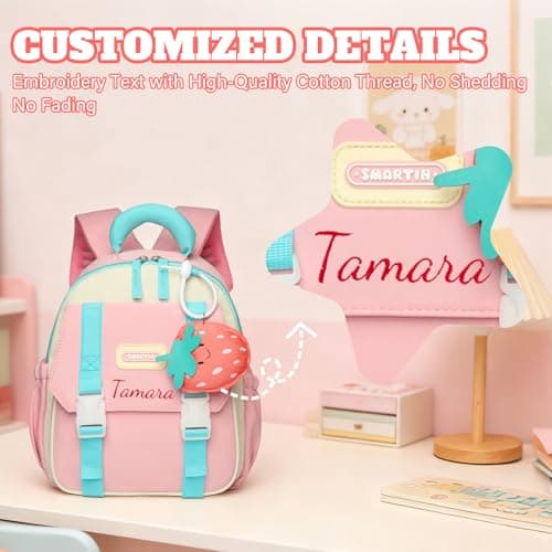 Personalised Toddler Backpack with Chest Buckle, Kids Backpack, Pink — view 2