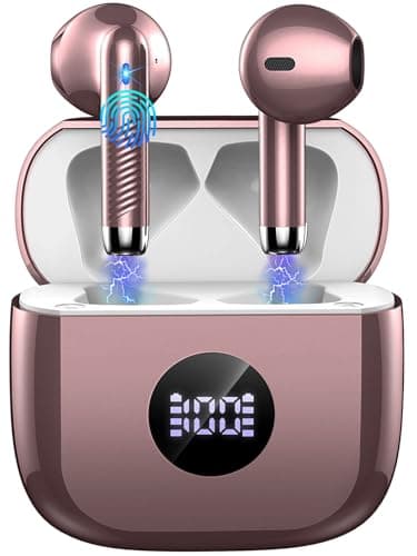 Wireless Earbuds, Bluetooth 5.4 Headphones in Ear with 4 ENC Noise Cancelling Mic, Bluetooth Earbuds 40H Playtime, Wireless Earphones HiFi Stereo Deep Bass, IP7 Waterproof, USB-C Fast Charge Rose Gold