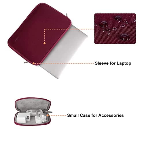 MOSISO 13.3 inch Laptop Case Neoprene Sleeve with Small Bag,Wine Red — view 2