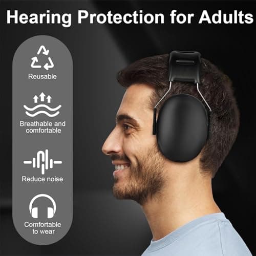 flintronic Ear Defenders Adults, 28dB Protection Noise Cancelling Headphones, Protective Earmuffs, Noise Cancelling Headphones Earmuffs with Adjustable Headband for Shooting Gardening Working — view 6