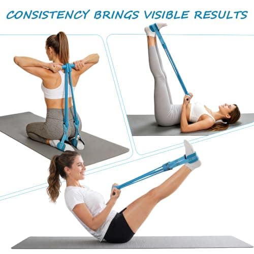 CAPASTEC Pedal Resistance Band, 8-Tube Multifunctional Resistance Bands with Handles, Full Body Workout Tool, Blue — view 5