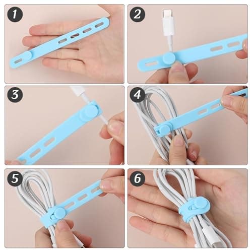30pcs Reusable Silicone Cable Ties, Adjustable Wire Organizers for Earphone & Phone Charger, Multicolor Rubber Cord Straps for Computer, Audio Cables & Home Office Organization (30) — view 3