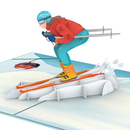 papercrush® Pop-Up Card Skier - Funny 3D Voucher Card for Women (Girlfriend, Mum, Wife), Travel Voucher for Ski Holidays, Handmade Ski Giftcard, Winter Birthday Voucher for Skiing Vacation
