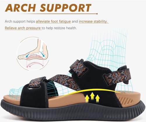 KuaiLu Womens Orthopedic Walking Sandals with Arch Support Recovery Cushion — view 3
