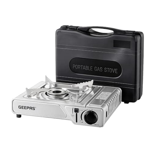 GEEPAS Gas Stove Single Burner Portable Camping BBQ Cooker With Carry Case