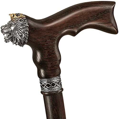 Asterom Walking Stick, Wooden Walking Sticks for Men, Walking Cane (Lion) — view 2