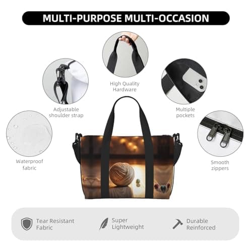 Powzjzw Knitting Wool Travel Duffle Bag Weekender Carry On Tote Bags for Women Hospital Bags for Labor and Delivery Overnight Luggage Bag — view 4
