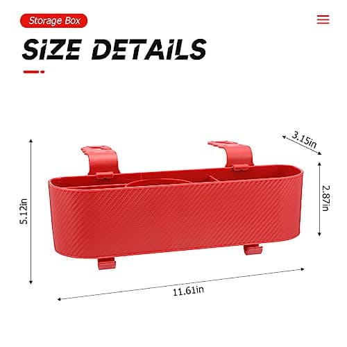 BELOMI Car Headrest Backseat Organizer with Cup Holder, Seat Back Hanging Storage Box with Hooks, Multi-Functional Drink Pocket Food Snack Phone Tray for Kids, Car Travel Accessories (Red) — view 2