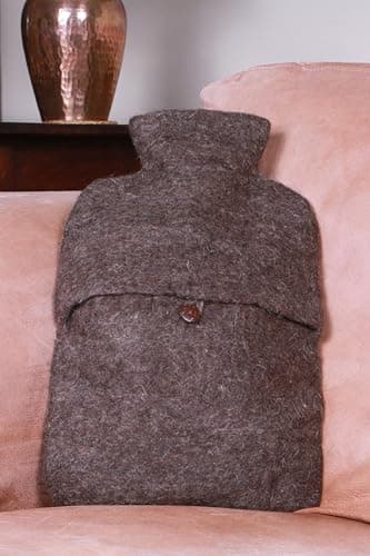 Pachamama Handfelted 100% Wool Hot Water Bottle Cover and 2 Litre Hot Water Bottle - Hairy Highland Cow Pattern Handmade Fair Trade Multicoloured Thermal — view 6