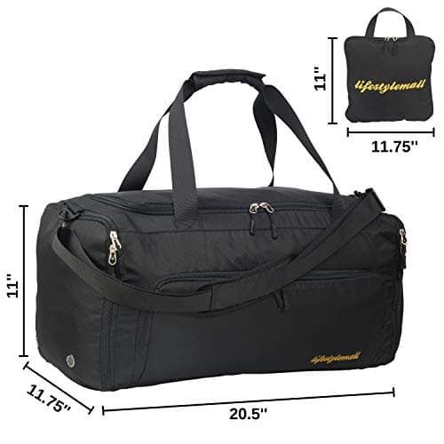 Foldable 40L Gym Bag - Mens & Womens - Sports Duffle - Travel & Airport Bag - Black with Shoe Compartment & Wet Pocket - Waterproof — view 2