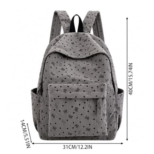 Girls Corduroy School Backpack Lightweight Casual Tote for Winter Laptop,Soft Corduroy | Lightweight Design | Laptop Compatible | Winter Casual Style | Shoulder Tote — view 4