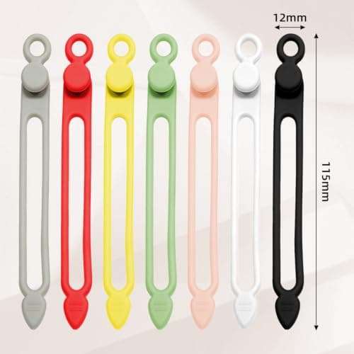 CAVIXO 8 Pack Reusable Silicone Cable Ties | Tangle-Free Cable Management for USB Leads, Charger Cables & Headphones - Home Office Travel Organisers (Mixed Colours) — view 2