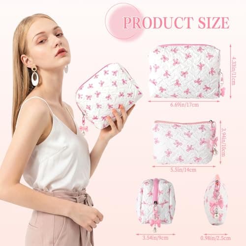 2 Pcs Cosmetic Bags, with Zipper, Pink, for Women — view 2