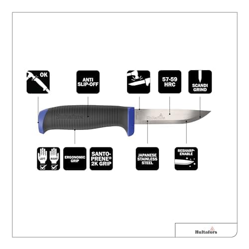 Hultafors Craftsman's knife RFR GH I All-purpose knife with non-slip Santoprene® handle and German high-grade stainless steel blade I Including holster and holder for working trousers I 380260 — view 3