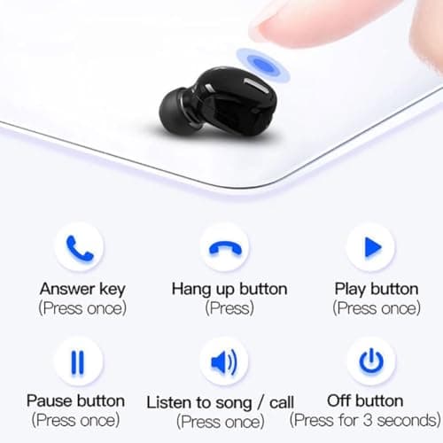 Veesper Single Ear Mini Wireless Earphone In-Ear Sport Headset with Microphone, Handsfree Earbud for Running Gym and Driving Black — view 6