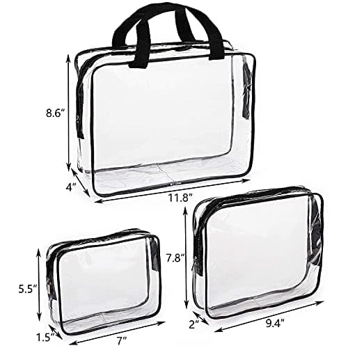 Yesland Set of 9 Makeup Bags, TSA Approved Clear Toiletry Bag Set, Waterproof PVC with Zipper Handle Portable Travel Luggage Pouch — view 3