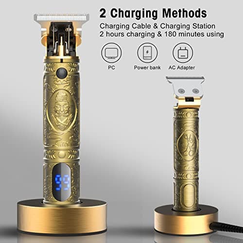 Suttik Mens Hair Clipper Cordless Professional Hair Trimmer with Charging Dock Beard Trimmer Haircut & Grooming Kit for Men Rechargeable LED Display — view 4
