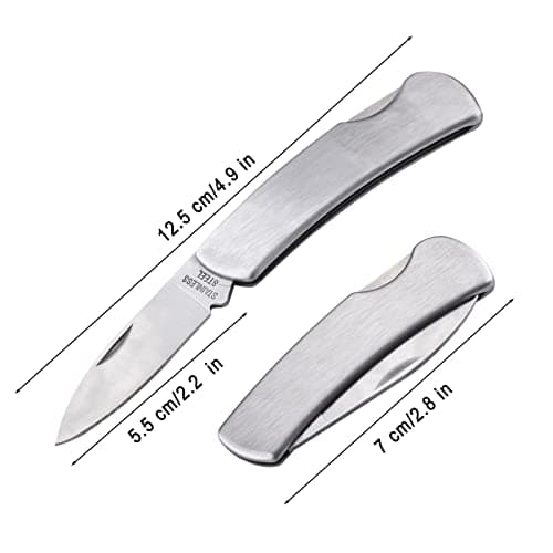 LLHQAMT Fruit Knife, 3 Pieces of All Steel Foldable Small Kitchen Knife, All Steel Handle, Small and Easy to Carry, Exquisite and Beautiful, Suitable for Most Types of Vegetables and Fruits(4.9 inch) — view 6